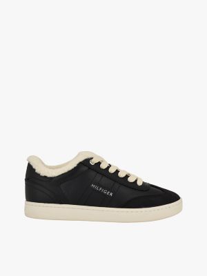 Teddy Fleece-Lined Skater Sneaker, Black