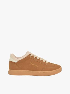 Teddy Fleece-Lined Skater Sneaker, Dark Natural