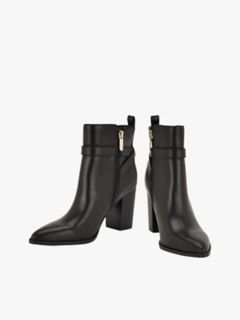 Logo Hardware Pointed Toe Ankle Boot — Black 3