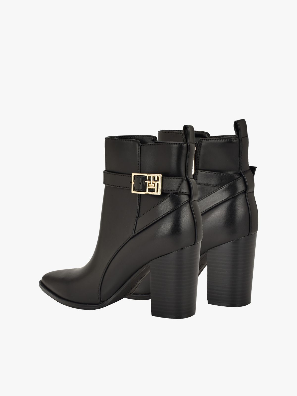 Logo Hardware Pointed Toe Ankle Boot — Black