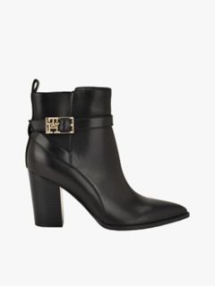 Logo Hardware Pointed Toe Ankle Boot — Black 1