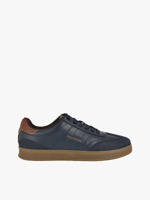 Mix Media Skater Sneaker, Navy / Cognac Multi