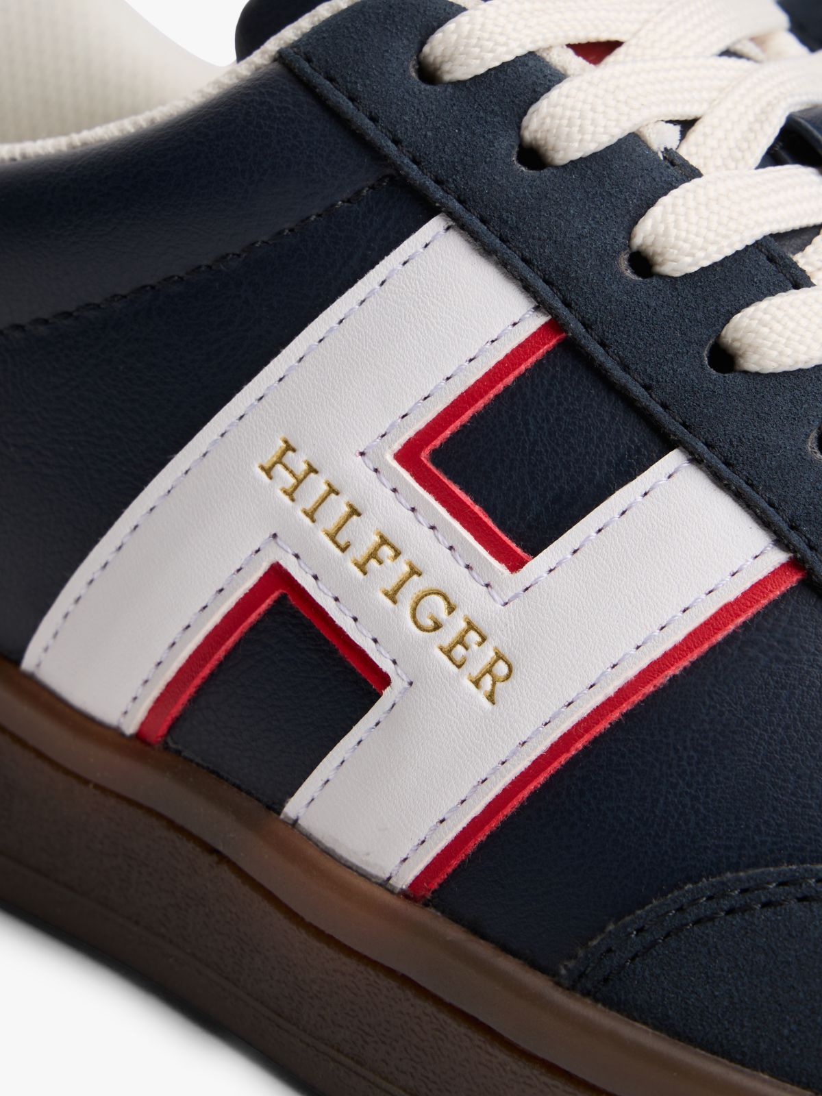 Hilfiger Logo Mix Media Skater Sneaker — Navy/Red/White