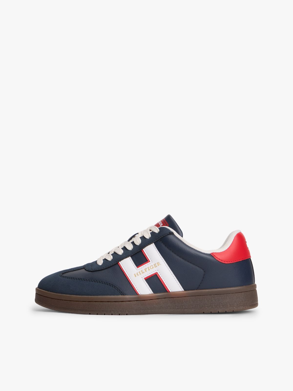 Hilfiger Logo Mix Media Skater Sneaker — Navy/Red/White