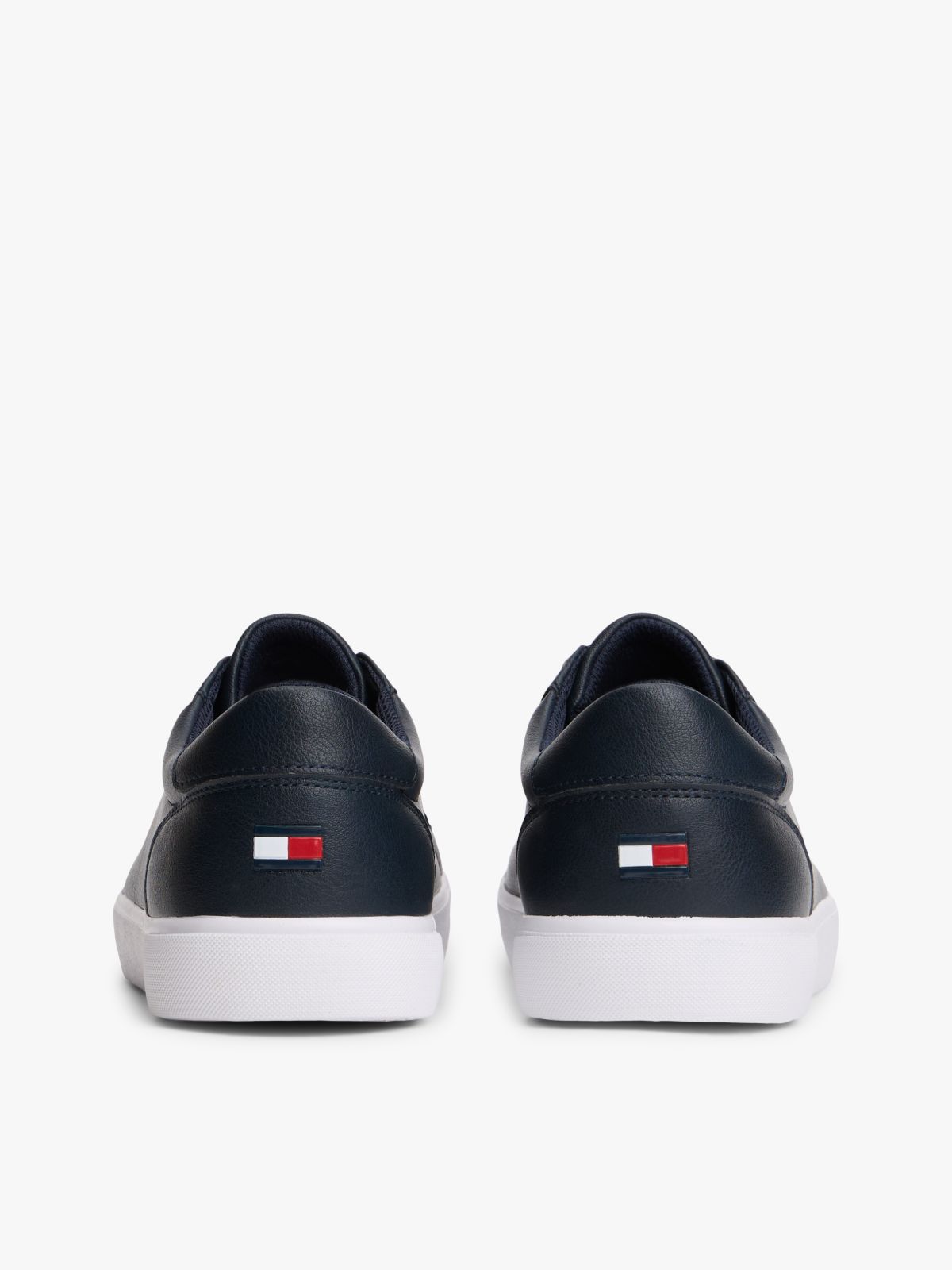Metallic Logo Pebbled Court Sneaker — Navy