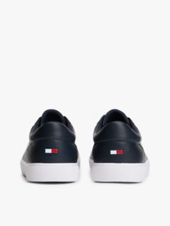 Metallic Logo Pebbled Court Sneaker — Navy 4