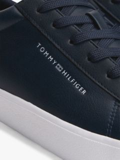 Metallic Logo Pebbled Court Sneaker — Navy 6