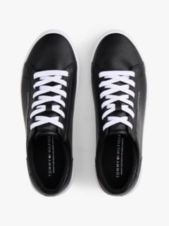 Metallic Logo Pebbled Court Sneaker — Black / White 3