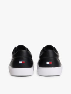Metallic Logo Pebbled Court Sneaker — Black / White 4