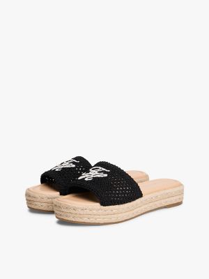Женские сандалии Tommy Hilfiger Script Monogram Espadrille Sandal, цвет: Чёрный — фото 2