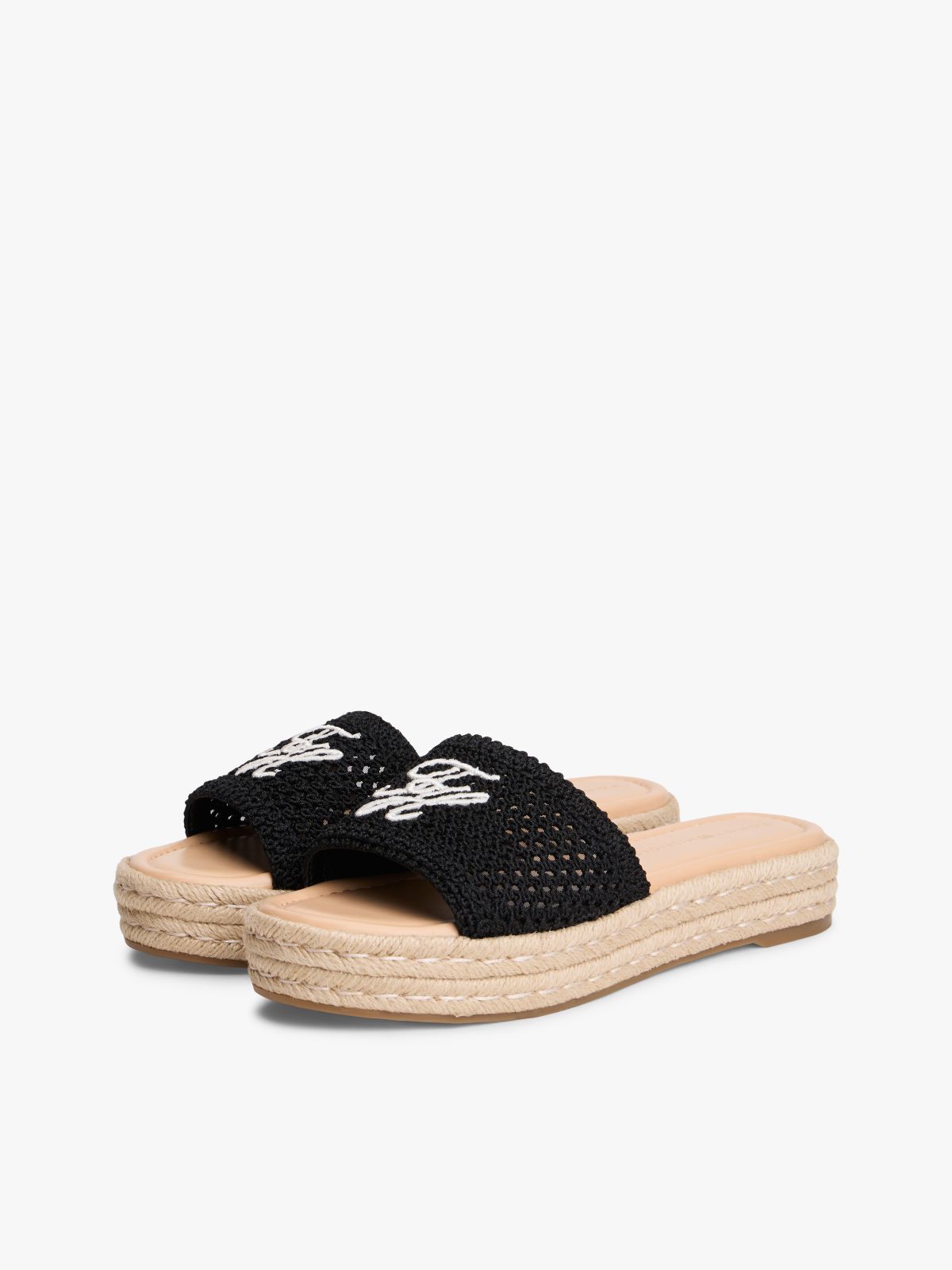 Script Monogram Espadrille Sandal — Black