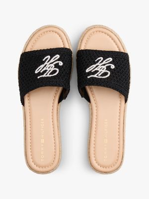 Женские сандалии Tommy Hilfiger Script Monogram Espadrille Sandal, цвет: Чёрный — фото 3