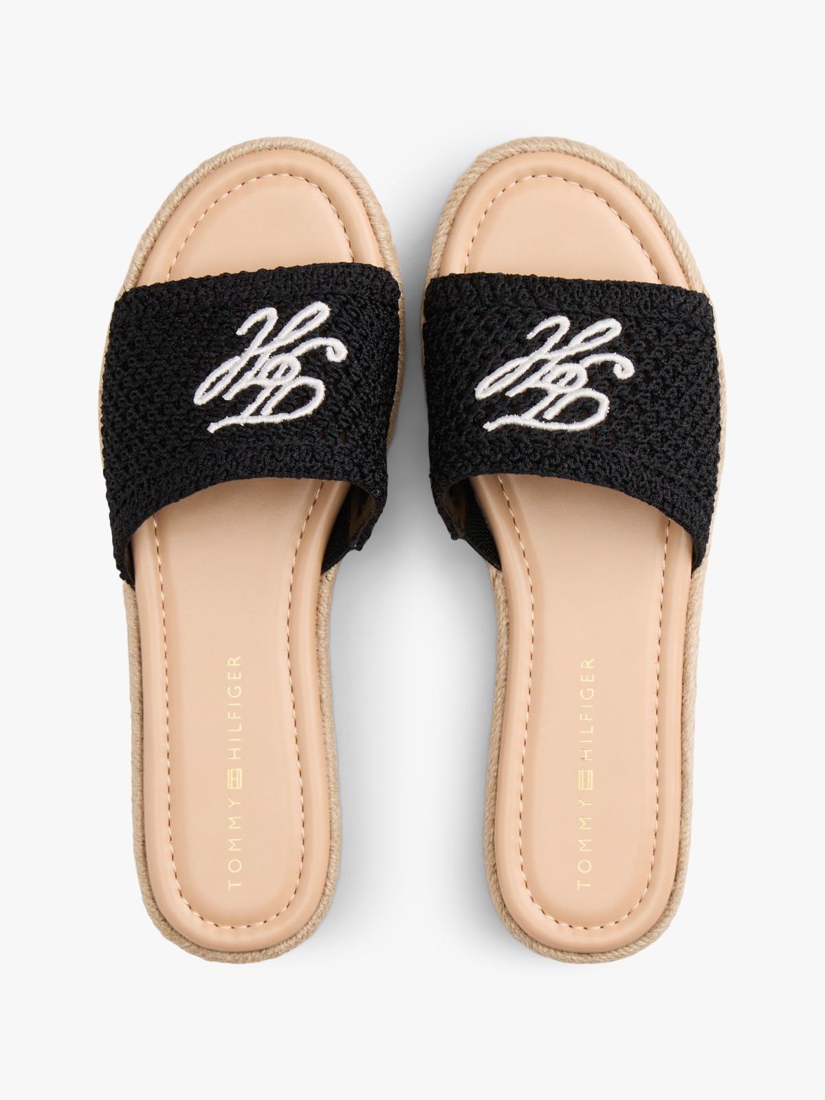 Script Monogram Espadrille Sandal — Black