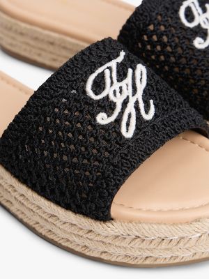 Женские сандалии Tommy Hilfiger Script Monogram Espadrille Sandal, цвет: Чёрный — фото 6