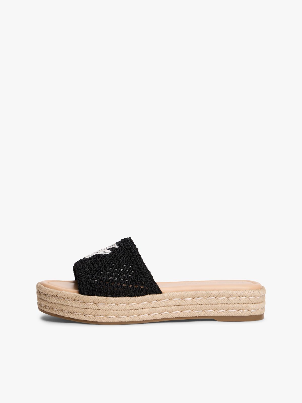 Script Monogram Espadrille Sandal — Black