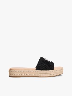 Script Monogram Espadrille Sandal, Black