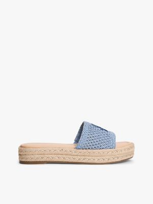 Script Monogram Espadrille Sandal, Medium Blue