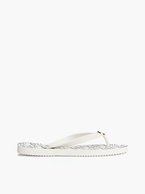 Metal Hardware TH Script Print Flip-Flop, Open White