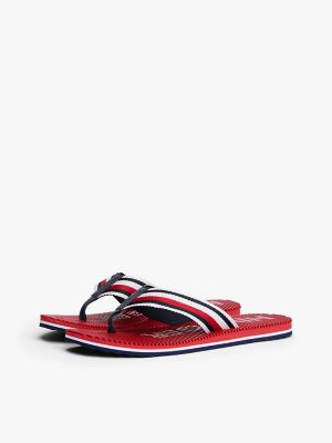 Мужские сандалии Tommy Hilfiger Striped Flip-Flop, цвет: Средний красный — фото 2