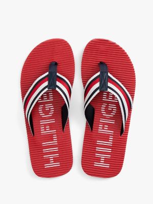 Мужские сандалии Tommy Hilfiger Striped Flip-Flop, цвет: Средний красный — фото 3