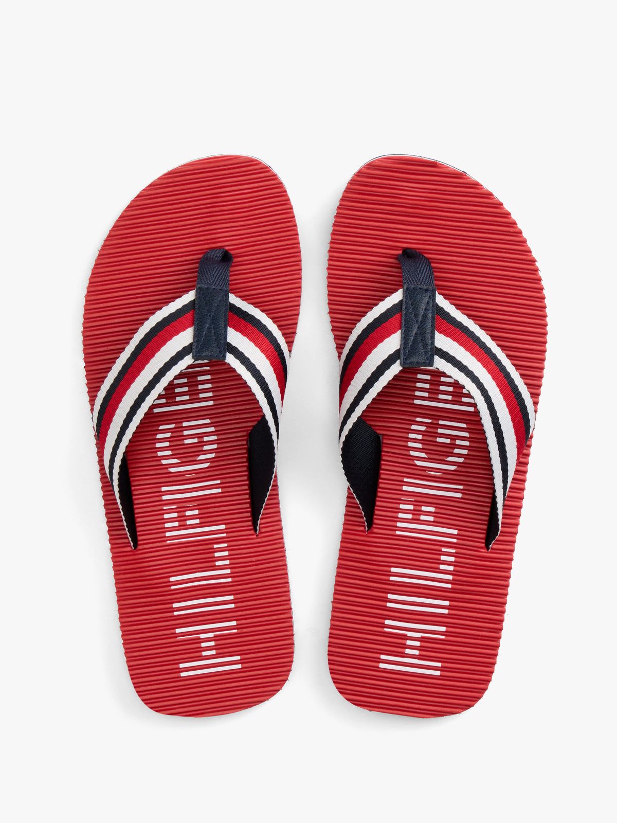 Striped Flip-Flop — Medium Red