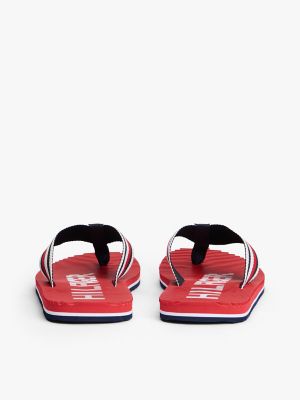 Мужские сандалии Tommy Hilfiger Striped Flip-Flop, цвет: Средний красный — фото 4