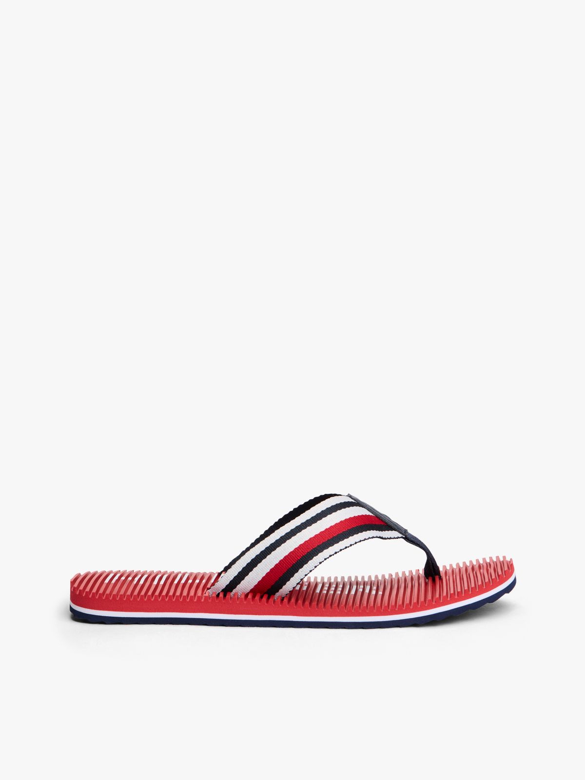 Striped Flip-Flop — Medium Red