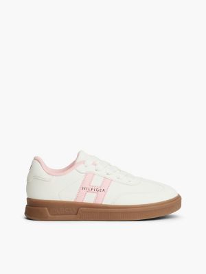 Kids' Hilfiger H-Logo Sneaker, White/Pink