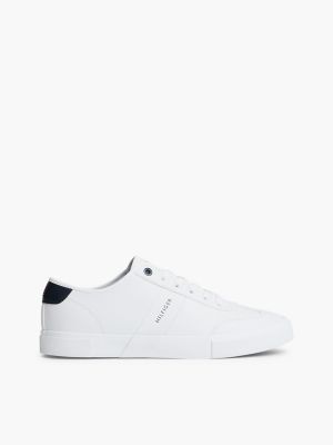 Smooth Low-Top Sneaker, White/Navy
