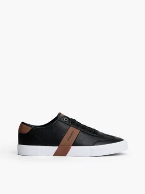 Smooth Low-Top Sneaker, Black/Cognac