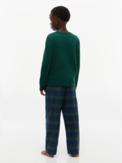 Kids' T-Shirt & Flannel Pant Sleep Set — Orn Green / Buffalo Check Evergreen 4