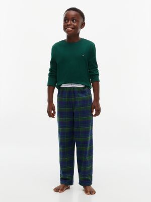 Kids' T-Shirt & Flannel Pant Sleep Set, Orn Green / Buffalo Check Evergreen