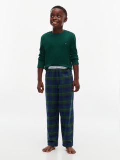 Kids' T-Shirt & Flannel Pant Sleep Set — Orn Green / Buffalo Check Evergreen 1