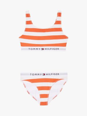 Kids' Stripe Bikini, Breton Stripe Brilliant Orange