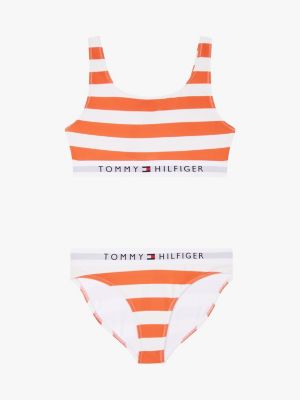 Kids' Stripe Bikini, Breton Stripe Brilliant Orange