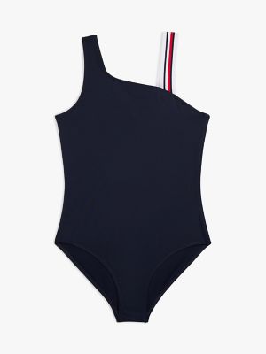 Kids' One-Shoulder Swimsuit, Navy