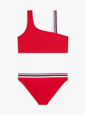 Kids' One-Shoulder Bikini, Primary Red