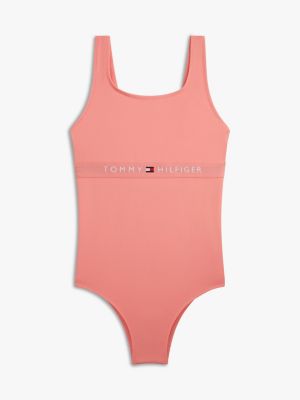 Kids' Square-Neck Logo Swimsuit