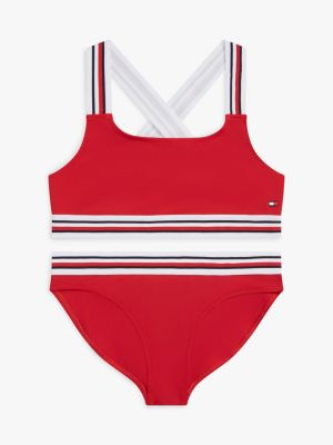 Kids' Signature Stripe 2-Piece Swimsuit, Primary Red