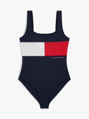 Kids' Colorblock Flag Swimsuit, Dark Night Navy
