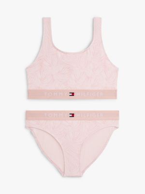 Kids' Print Square-Neck 2-Piece Swimsuit, Palm Leaf Pink