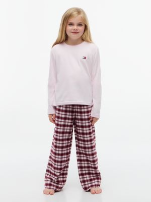 Kids' T-Shirt & Flannel Pant Sleep Set, Lt Pink/ Lt Pink Plaid
