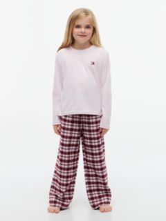 Kids' T-Shirt & Flannel Pant Sleep Set — Lt Pink/ Lt Pink Plaid 1