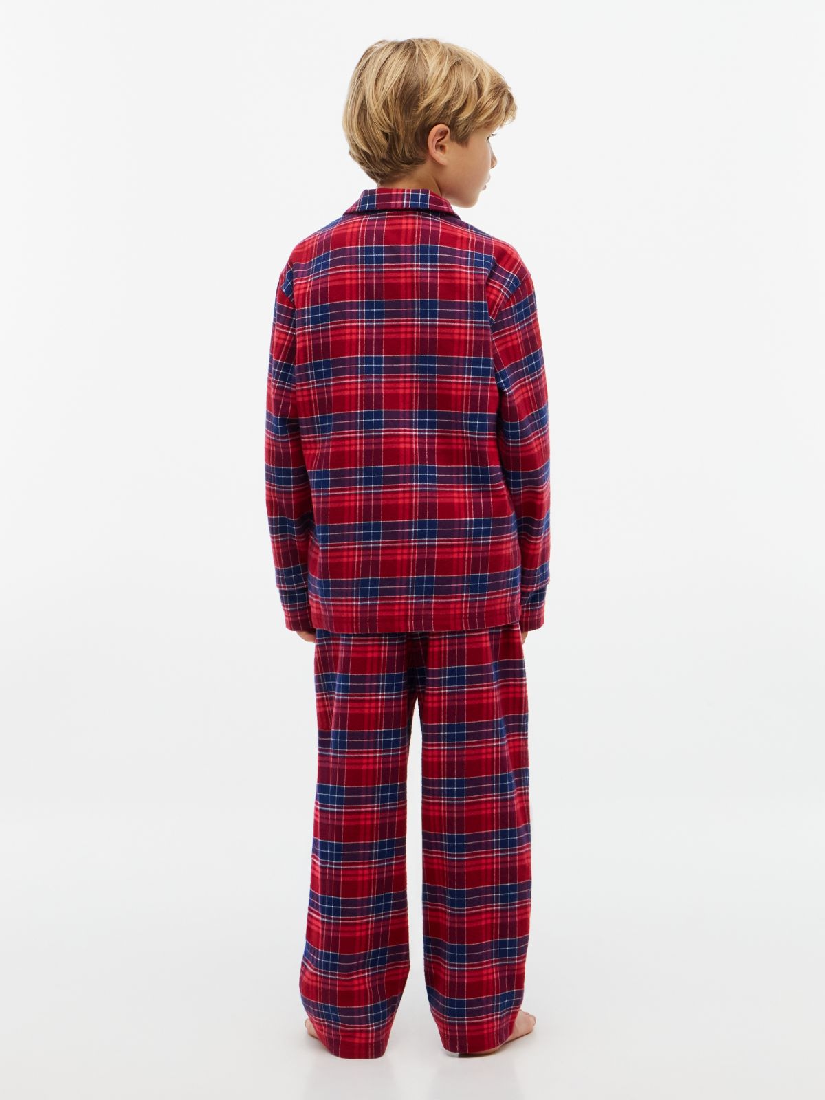 Kids' Flannel Shirt & Pant Sleep Set — Check Global Stp Medium Red