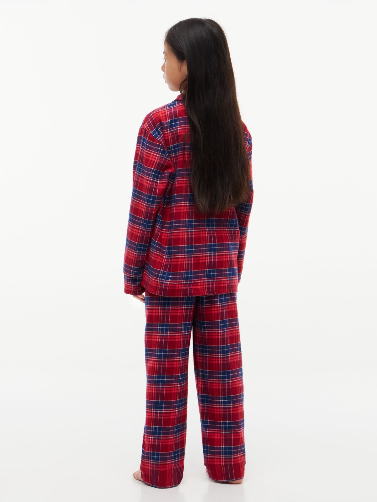 Kids' Flannel Shirt & Pant Sleep Set — Check Global Stp Medium Red