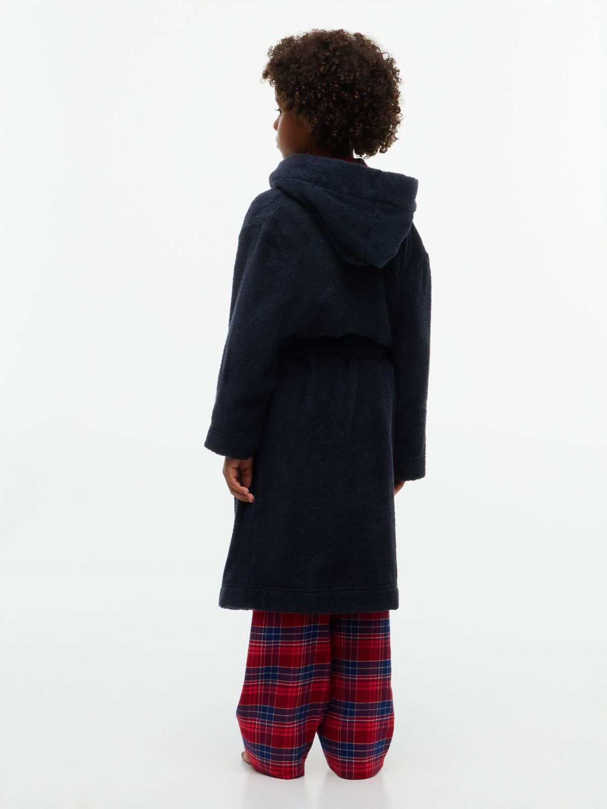 Kids' Lightweight Terry Bathrobe — Navy Blue