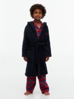 Kids' Lightweight Terry Bathrobe — Navy Blue 1