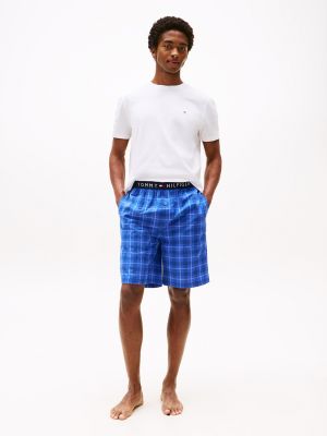 T-Shirt & Woven Short Sleep Set, White / Grid Plaid