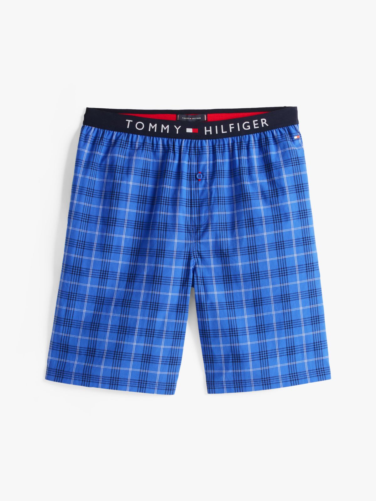 T-Shirt & Woven Short Sleep Set — White / Grid Plaid