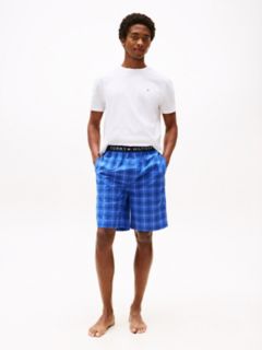 T-Shirt & Woven Short Sleep Set — White / Grid Plaid 1
